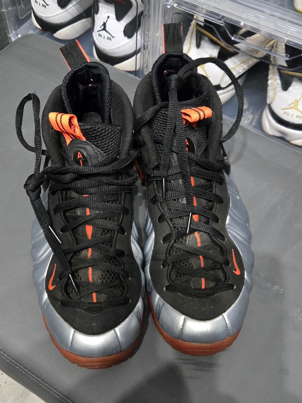 Nike Men’s Foamposite Pro Basketball Shoes - Black/Orange/Silver